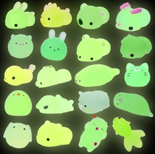 Image of Glow in The Dark Mini Squishy Animal Toys, Kawaii Stress Relief Mochi Squishies,, (10 Pieces)