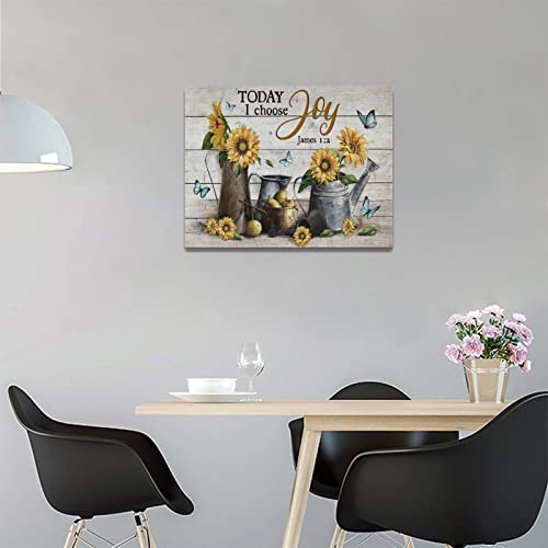 Farmhouse Flower Wall Art Country Sunflower Pictures Wall Decor Rustic Floral Canvas Print Painting Modern Home Artwork Decorations For Bathroom Living Room Bedroom Framed 12"X 16" #TOP3
