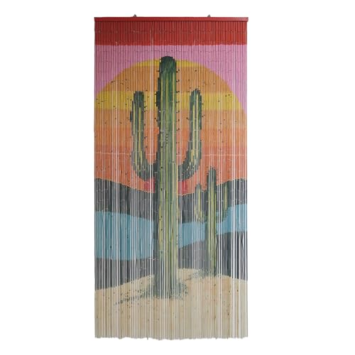 Vietbud Décor Cactus Bamboo Beaded Curtains for Doorways, Decorative Room