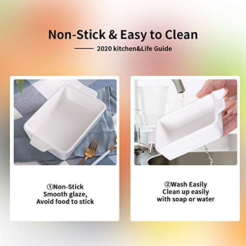 Ceramic Glaze Bakeware Set,Siducal,Non-Stick Bread Baking Pans,Roasting Dish,3 Pieces Baking Dishes-White #TOP6