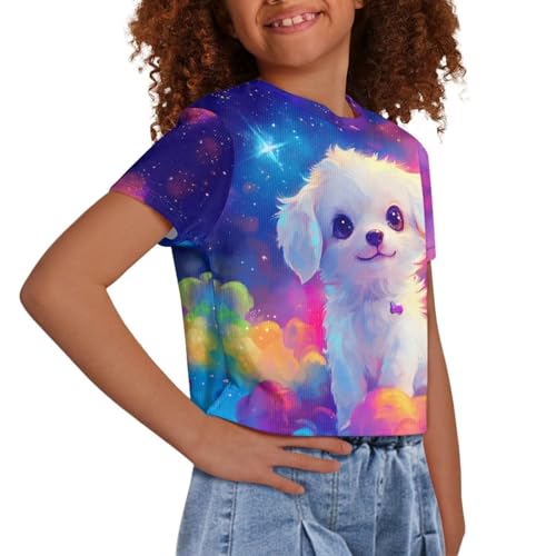 Girls Trendy Crew Neck Tee Shirts Casual Short Sleeve Crop Top Summer Clothes 5-14 Year4