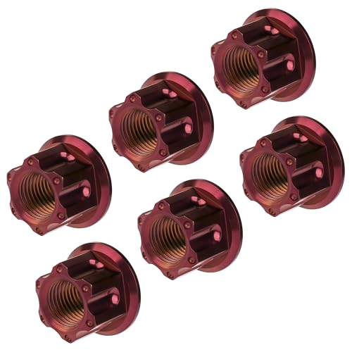 Image of Titanium M6 M8 M10 M12 M14 M16 Flange Bolt Nut Bicycle Motorcycle Rear Axle Car Modification Accessories Pack of 6 (M10 Pitch 1.5mm, Burgundy)