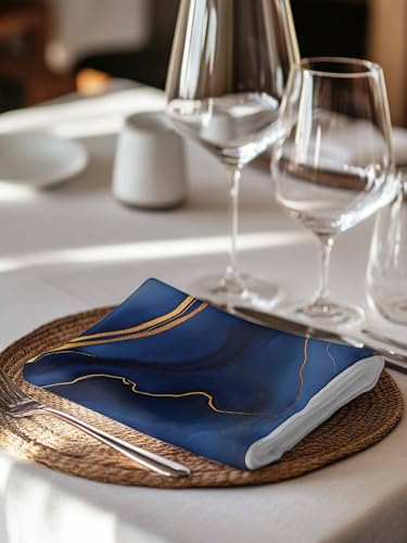 Servilletas de Tela Azul Navy Mármol Set 6 20x20 in miniatura 3