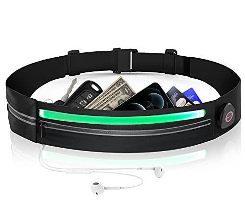 ランニングポーチ Srosstec超軽量 防水/防汗/揺れない ウエストポーチ イヤホンホール付き 光反射素材とLEDライトストリップランニング バッグ ジョギング マラソン ジム対応 iPhone スマホ対応 全のモデルスマホ対応