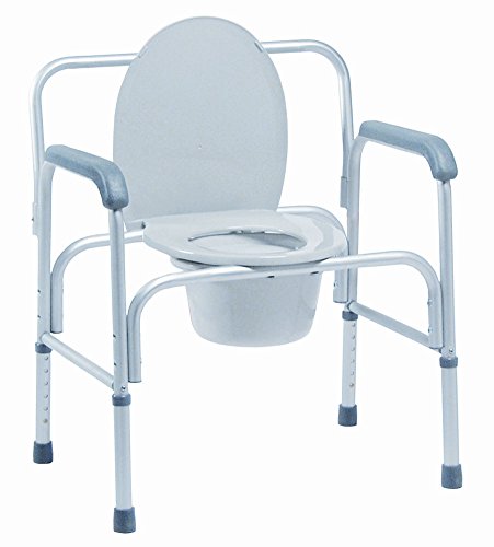 MediChoice Adjustable Heavy-Duty Commode Chair, Snap-On Seat, Aluminum Frame, Adjusts from 18 Inches to 23 Inches, 400 lb. Weight Capacity, (1 Each)