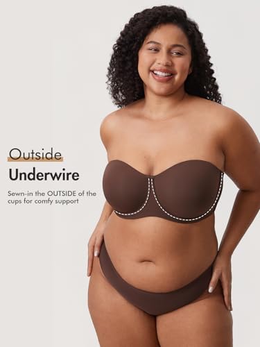Image of DELIMIRA Confishape Strapless Full Coverage Plus Size Bra | Bandeau bra, Underwire, No Padding Unlined, for Women