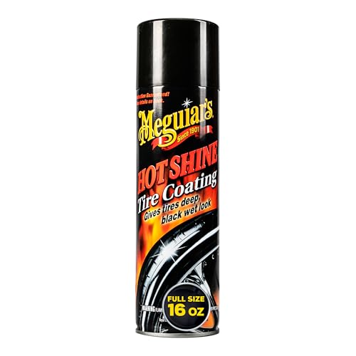 Image of Meguiar's Hot Shine High Gloss Tire Coating, Give Tires a Deep Wet Shine and Long-Lasting Protection with an Advanced Self-Spreading Formula, 15 Oz Aerosol Spray Can