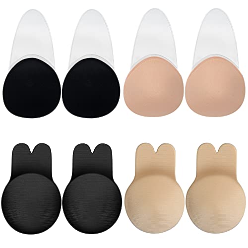 ONESING 4 Pairs Nipple Covers for Women Sticky Bra Reusable Adhesive Invisible Bra Nipple Pasties Breast Lift Tape Silicone Bra for Women