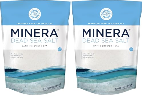 Minera Fine Grain Dead Sea Salt for Bath & Soaking – 2 lbs, Fast-Dissolving, 100% Pure & Natural, Unscented, Skin-Nourishing Sea Salt