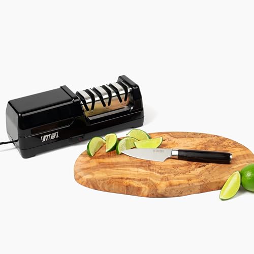 Yatoshi Electric Sharpener with Diamond Abrasives and Precision Angle Guides, 15-Degree Straight-Edge and Serrated Knives, 3 Stage - Image 5