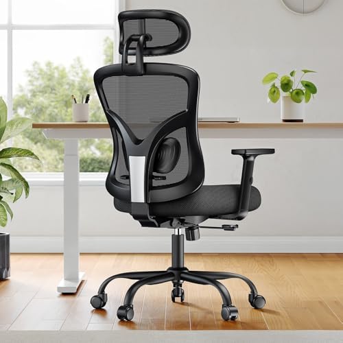 9. Bild von NOBLEWELL Ergonomischer Bürostuhl mit gepolsterter Lendenwirbelstütze, 2D-Kopfstütze, verstellbaren Armlehnen, verbessertem Sitzkissen, 130° Neigung, Computerstuhl für das Büro zu Hause