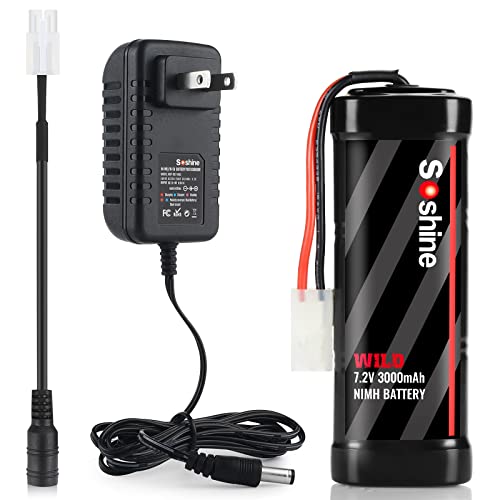 N//C 7.2V Battery And Charger 7.2V Nimh Battery Pack Rc Battery 3000Mah With Standard Tamiya Connector For Rc Car Red #TOP21