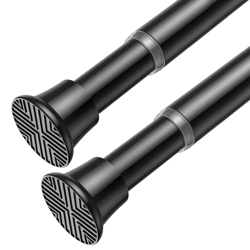 AIZESI 2Pack Tension Curtain Rod 23-46 Inch No Drilling Adjustable Black Tension Rod Extendable...