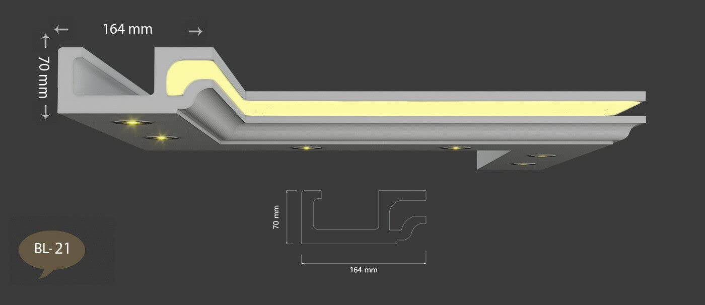 LED Leisten Indirekte Beleuchtung LED Lichtprofile Stuckleiste Styroporleisten 12 Meter BL 21