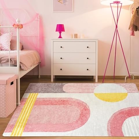 USTIDE Pink Kids Rug 4'x6' Cover