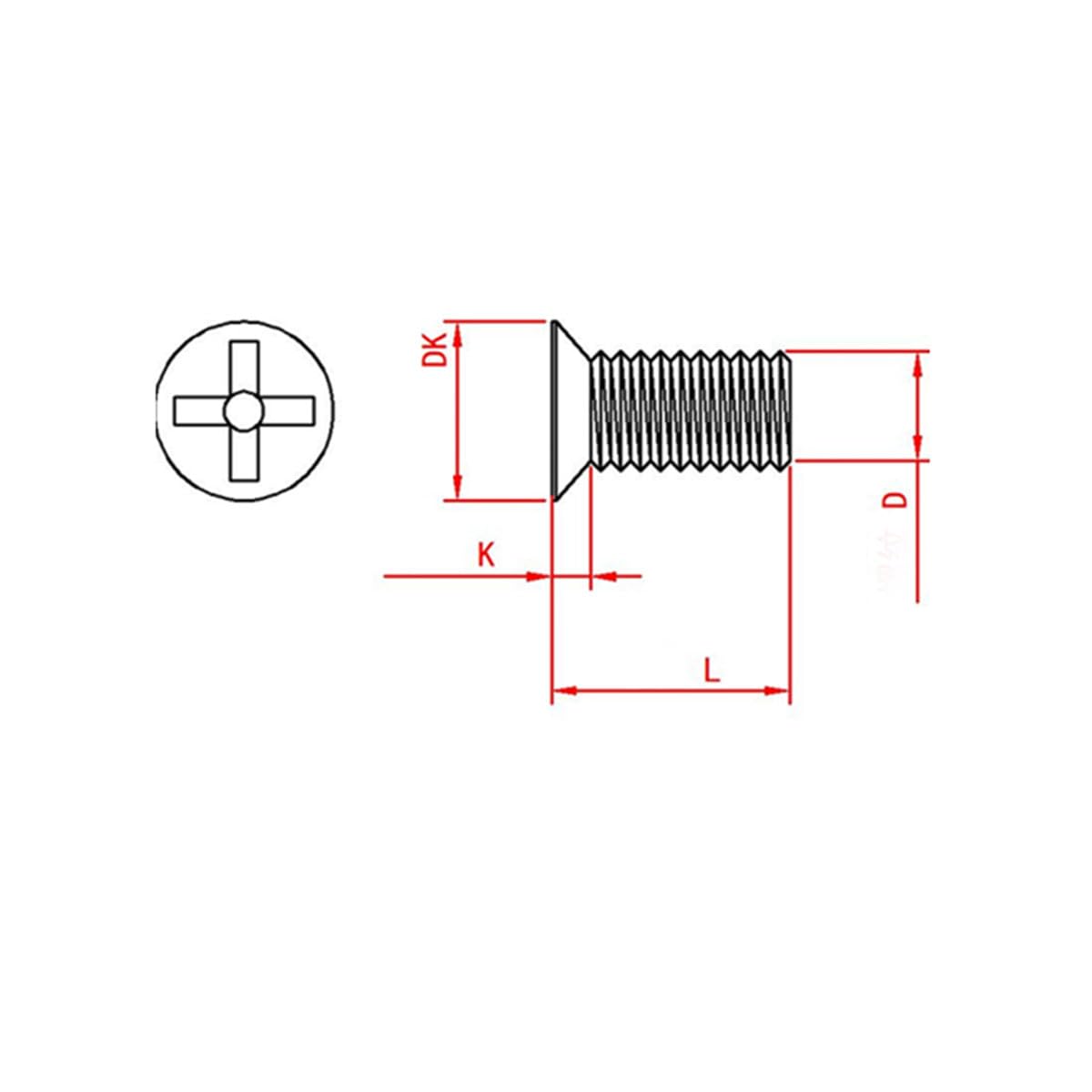 M4-Schraube aus 304-Stahl, Senkkopf, Durchmesser 5,5–6,5 mm, M4x10x5.5