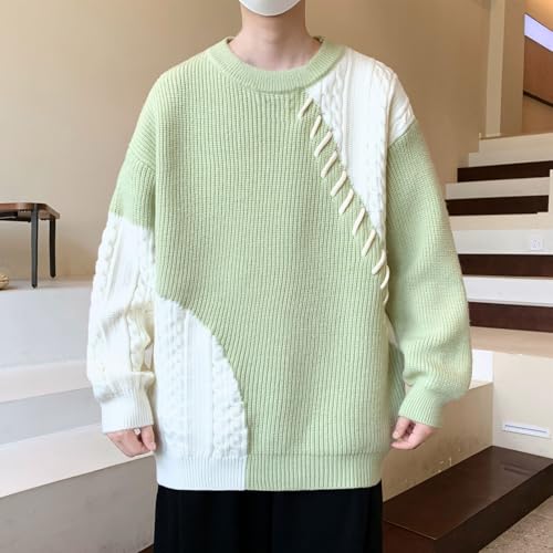 Men Color Patchwork Oversized Sweater Knit Jumper Pullover Unisex Long Sleeve Casual Sweaters Knitwear Pullovers3