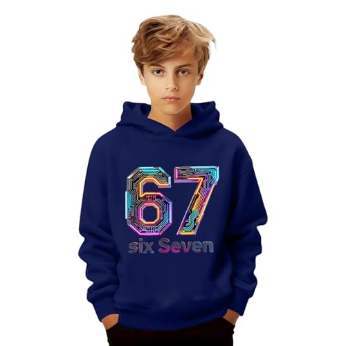 Generisch Sudadera con capucha informal para niños con estampado de moda, ideal para actividades al aire libre y la escuela, marine, 13-14Years