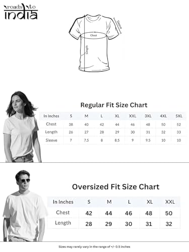 Image of Roads to India T-Shirt for Men - 100% Cotton Ladakh Motorcycle Rider Half Sleeve Round Neck Graphic Print | Regular & Oversized Fit | 180 /220 GSM | S-5XL | Black, Navy Blue, Maroon, Olive, Red, White