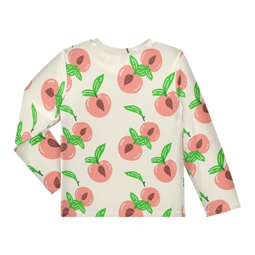Peach Leaf Beige Boy's Rash Guard Swim Shirt Long Sleeve Sun Shirt for Kids Toddlers UPF50+2