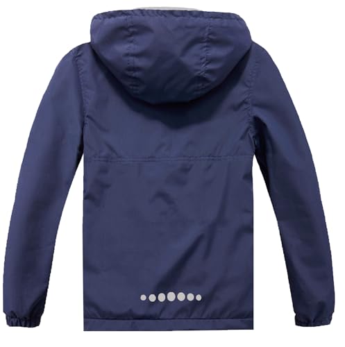 Image of Boys Girls Rain Jackets Waterproof Hooded Fleece Raincoats Lightweight Windbreakers for Kids