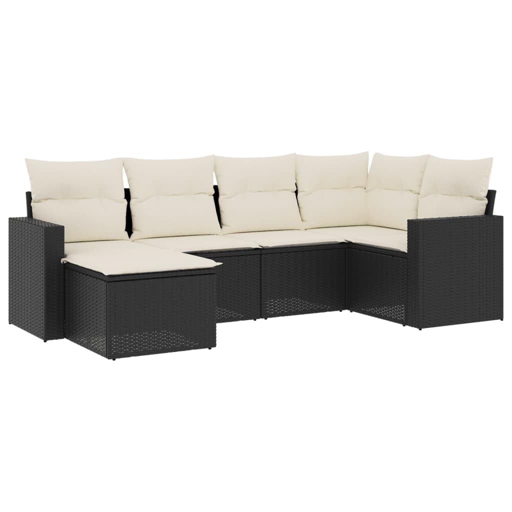 Salon de jardin 6 pcs en résine tressée noire Solivagant haut de gamme