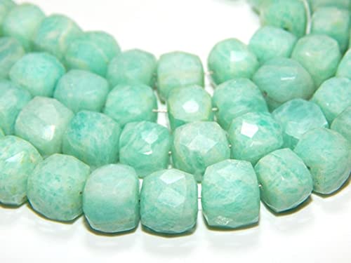 Amazonite perles cube facetté création bracelet bohème chic fil 9 pouces
