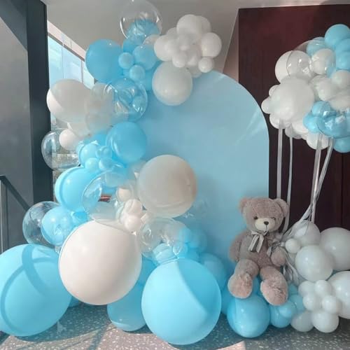 Image of Voircoloria 130pcs Pale Aqua Balloons Different Sizes 18 inch 12 inch 10 inch 5 inch Aqua Blue Latex Balloon Garland Arch Kit for Birthday Baby Shower Graduation Wedding Gender Reveal Anniversary Party Decorations