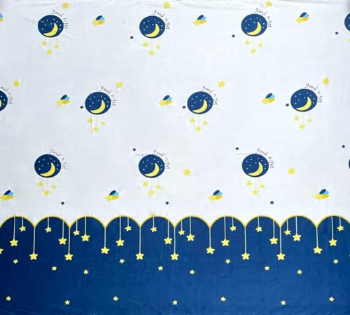 Image of Filymore Good Night Comforter for Kids Girls - Cute Cartoon Print Single Bed Blanket, Microfiber Dohar for Boys & Girls | Soft Kids Winter & Summer Quilt |60x90 Inches (Blue and Cream)