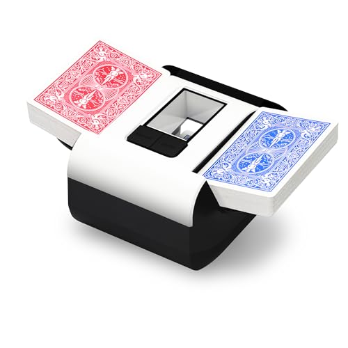 MAYBINS Automatic Card Shuffler 2 Deck, USB-C Rechargeable, Quiet & Fast, Auto/Manual, Portable Casino Grade Electric Card Shuffler for UNO, Blackjack, Poker, Skip-Bo, Phase 10 - White