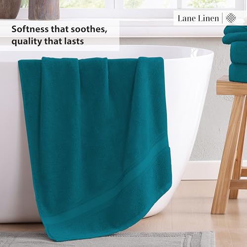Image of Lane Linen Luxury Bath Towels Set - 3 Piece Set, 100% Cotton Bathroom Towels, Zero Twist, Quick Dry Absorbent Bath Towel, Super Soft, 1 Bath Towel, 1 Hand Towel, 1 Wash Cloths - Sea Port