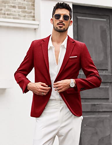 COOFANDY Men’s Sportcoat Jacket Slim Fit Lapel Pockets Causal Party Blazer Wine Red2