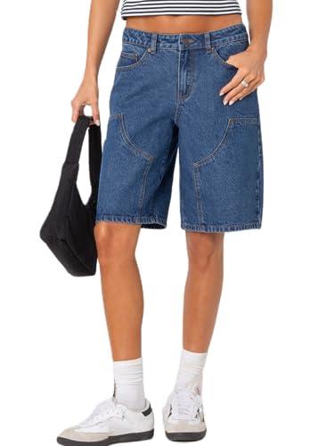 Sunloudy Denim Bermuda Shorts for Women Y2k Loose Straight