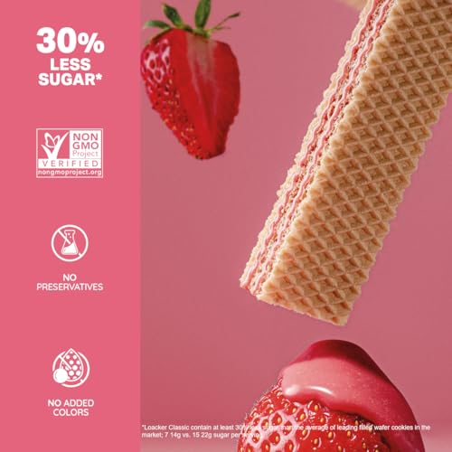Image of Loacker Classic Strawberry Cream Wafer Cookies, 12-Pack, Non-GMO