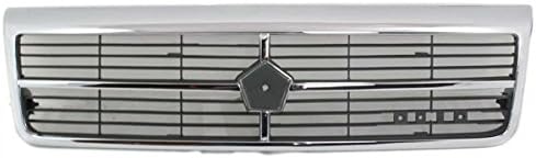 Compatible with 89-92 Spirit Front Face Bar Grille Assembly Chrome Shell with Black Insert