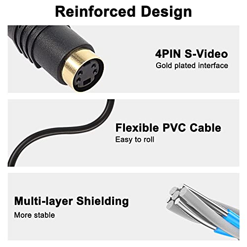 Xmsjsiy S-Video To Rca Cable Composite Rca Male To S-Video 4 Pin Mini Din Terminale Female Av Stereo Audio Video Connector Adapter Extension Cable-2Pcs 15Cm/5.9Inch #TOP3