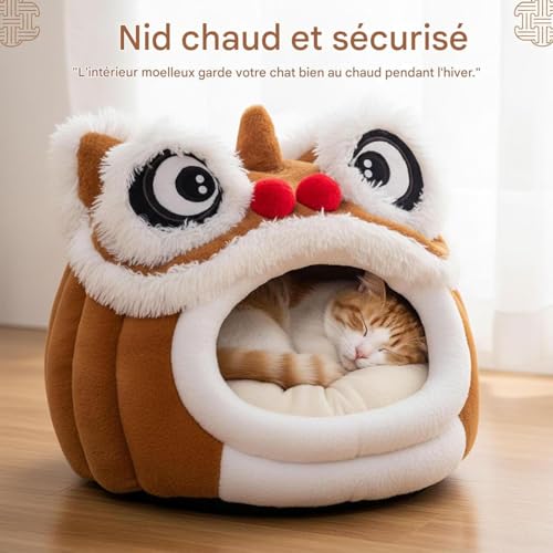 Caverne pour chat lion et tunnel maison pliable pour lit d'intérieur et voyage