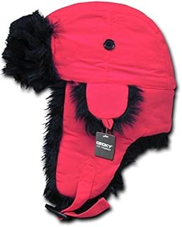DECKY Black Fur Aviator Hat, Neon Pink, Small/Medium