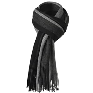 Men’s Scarf Soft Wool Warm Knitted Scarf For Men Thick Striped Cashmere Men Scarves For Winter