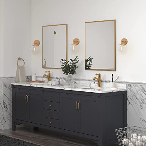 Image of Gold Wall Sconce, 1-Light Minimalist Sconces Wall Lighting with Seeded Glass Globe, Modern Wall Mounted Light Fixture for Bathroom, Bedroom, Living Room and Stairway