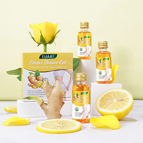 Rtbyue 3Pcs Ginger Body Wash Turmeric Slimming Shower Gel Ginger Lymphatic Drainage Herbal Body Wash Deep Moisture Natural Organic Refreshing Shower Gel For Rejuvenating The Skin #TOP6