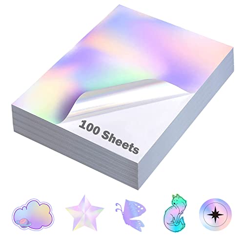 Papier autocollant holographique format lettre pour jet d'encre et laser lot de 100 feuilles