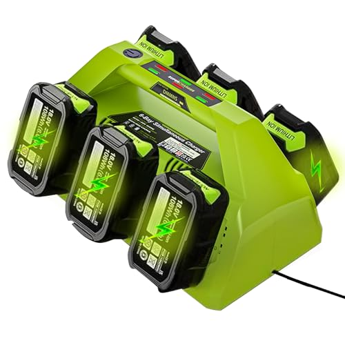 Simultaneous 6 Port Rapid Charging Station for Ryobi 18V Battery