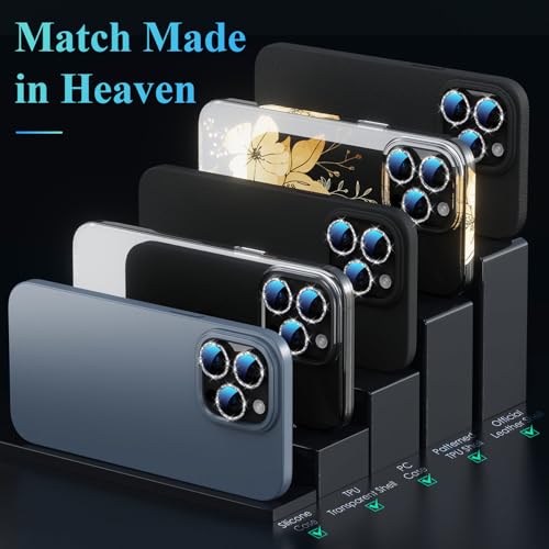 Image of YWXTW Designed for iPhone 16 Pro /iPhone 16 Pro Max Camera Lens Protector Bling, [New Glitter Design] Individual Metal Tempered Glass Camera Cover Accessories Case Friendly (Black Titanium)