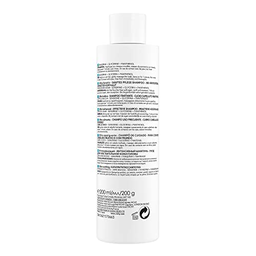 Vichy Shampoo for Irritated Hair and Scalp, Dercos Dermo-SOOTHING Sulfate-Free Shampoo to Relieve Itchiness and Irritations with Vitamin B5, Apricot Oil & Glycerin, for Sensitive Scalp, 200ML