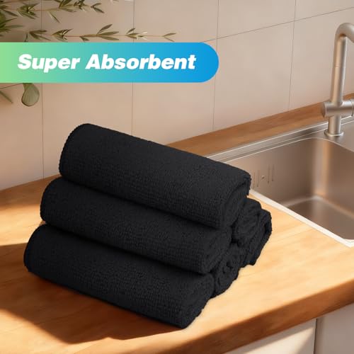 Image of HOMEXCEL Black Microfiber Cleaning Cloth, 24 Pack Absorbent Cleaning Rags, Lint-Free, Streak-Free Cleaning Towels for Car Kitchen House, 12 inchX11 inch