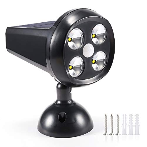 Preisvergleich Produktbild Solarleuchten Strahler CrazyFire Aussenlampe mit Bewegungsmelder IP65 Wasserdicht 350lm Spot Wandleuchte Außen 4 LED für Garten, Auffahrt, Terrasse, Eingang(Keine Batterie Erforderlich)