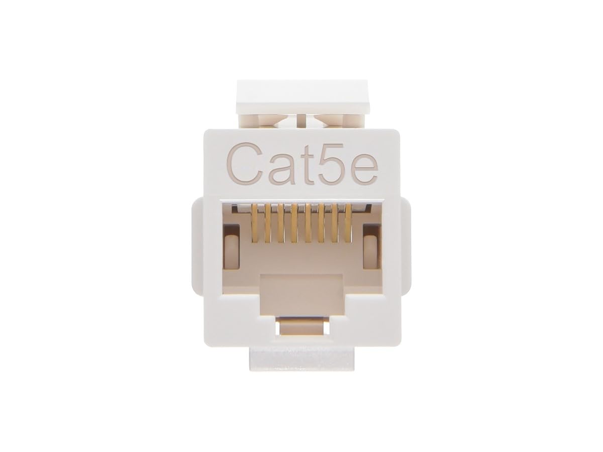 Cat5e RJ45 Alimentación Keystone Jack - Tipo de acoplador en línea, se adapta a dispositivos Keystone estándar, PC individual, blanco 4