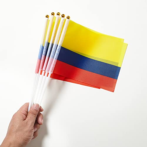 Zxvzyt Colombia Flag Colombian Desk Flag Small Mini Colombian Table Office Flags With Stand Base Decorations (12 Pack) #TOP4