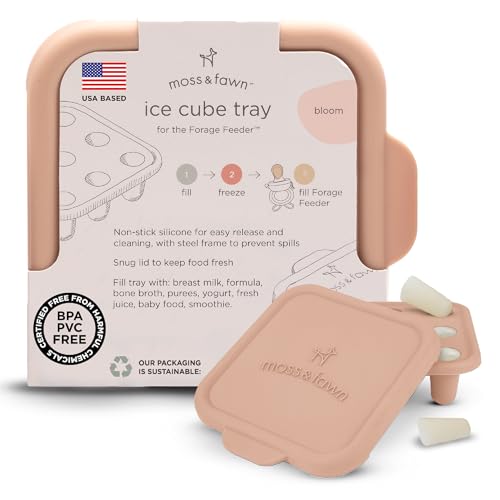 Image of Moss and Fawn Ice Cube Tray - Forage Feeder Freezer & Teething Popsicle Mold for Breast Milk, Formula, Bone Broth, Purees, & Baby Food - BPA, Lead, & PVC-Free - Bloom